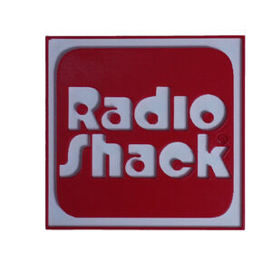 Wall Desk Art Radio Shack sign white red 3d printed in USA 3/34th"x3/34th"x1/8"